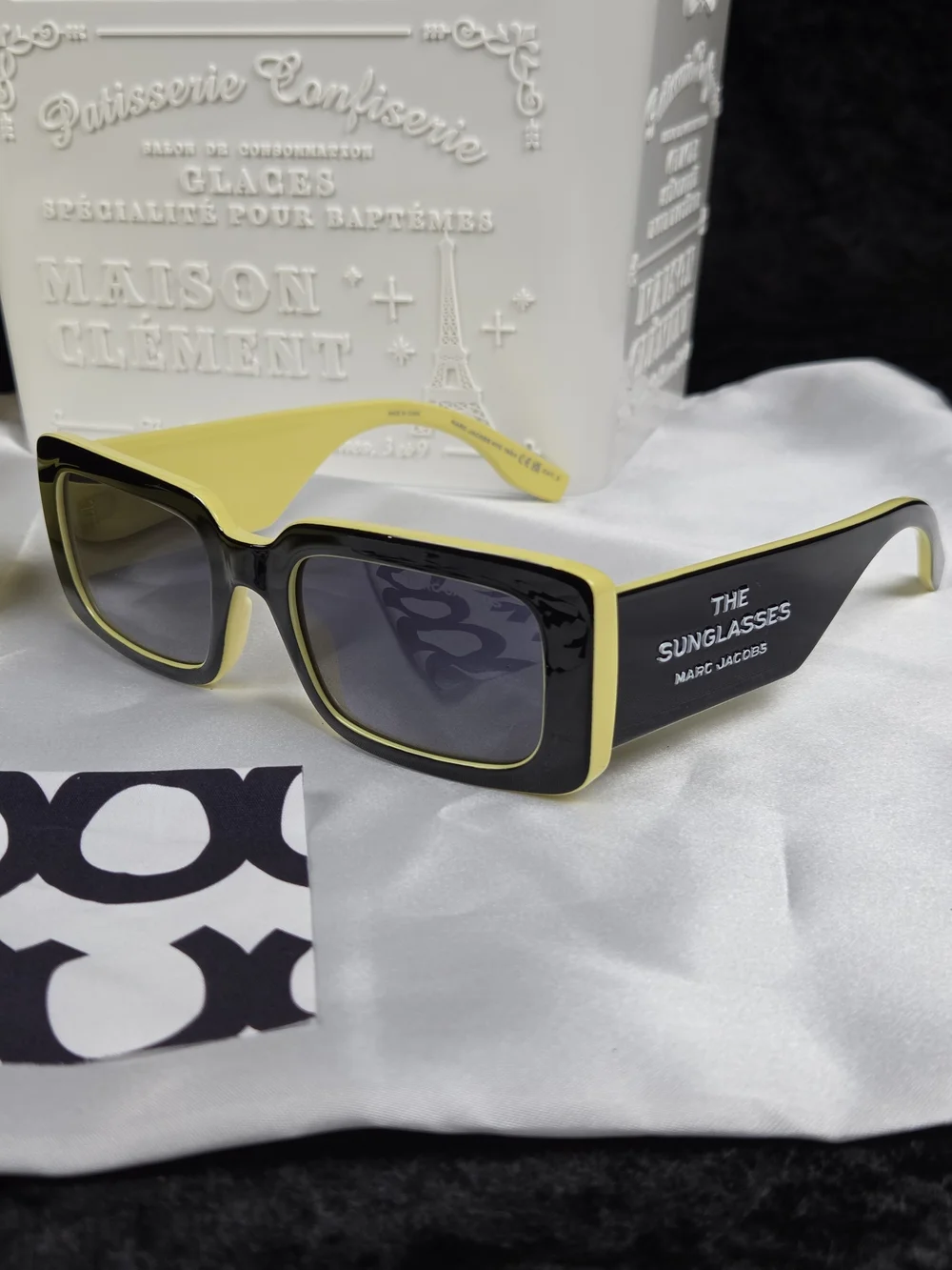 Marc Jacobs 'The Sunglasses' Black & Yellow Rectangular Sunglasses
